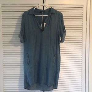 Velvet Heart Shirt Dress-Tencel Chambray fabric